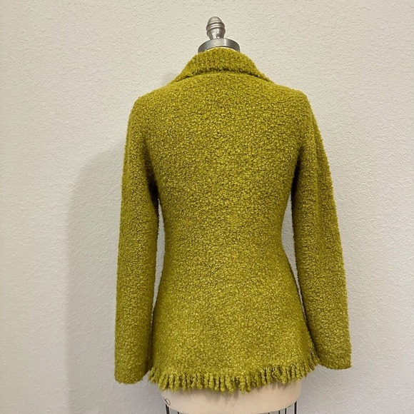 TENSIONE IN by ALTA TENSIONE SRL Fuzzy Knit Blazer Shawl-Lapel in Green - Picture 7 of 13